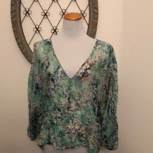 Venus green sheer print blouse size small